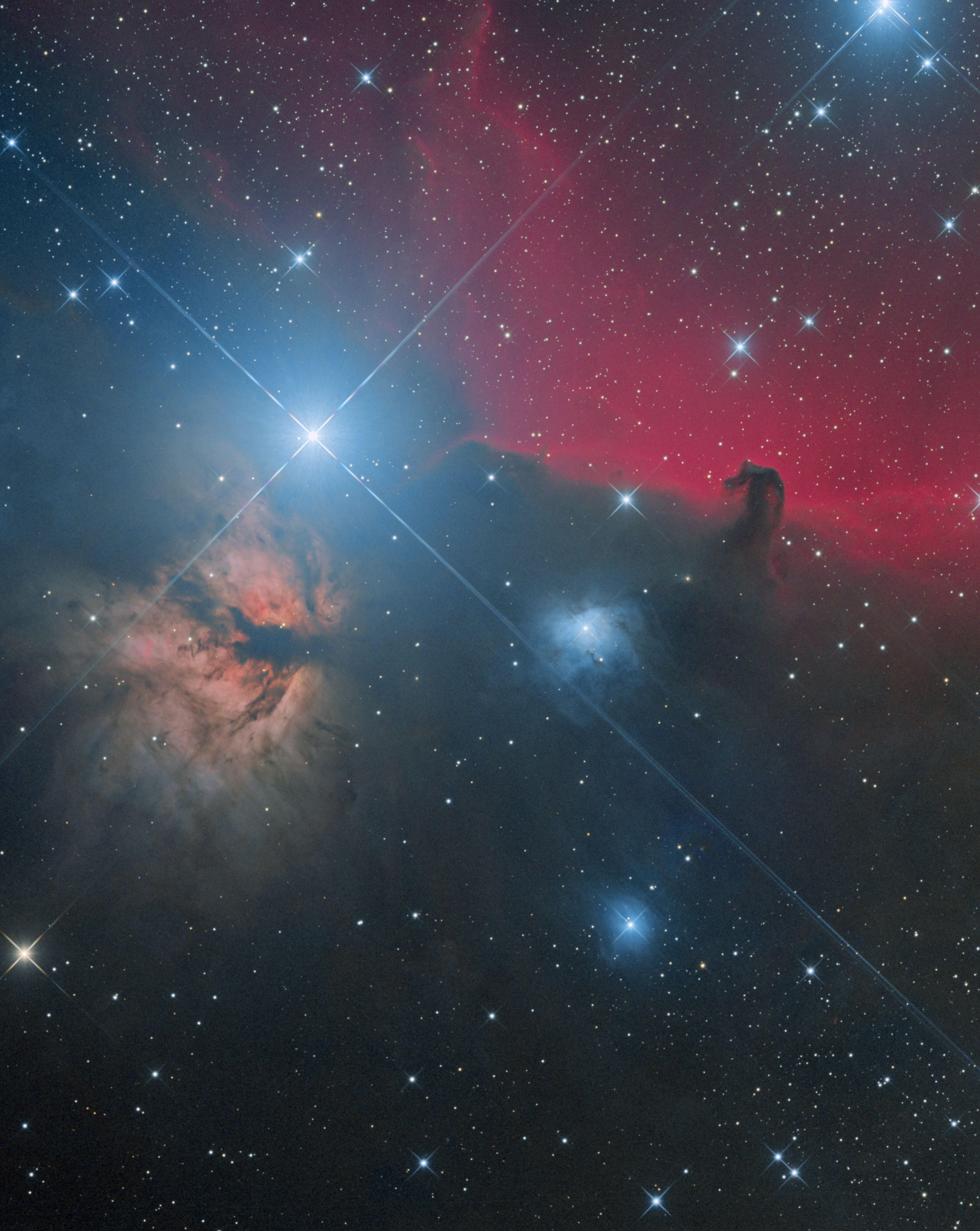 B 33, NGC 2025 (Flame Nebula) and NGC2023 - RHαGB