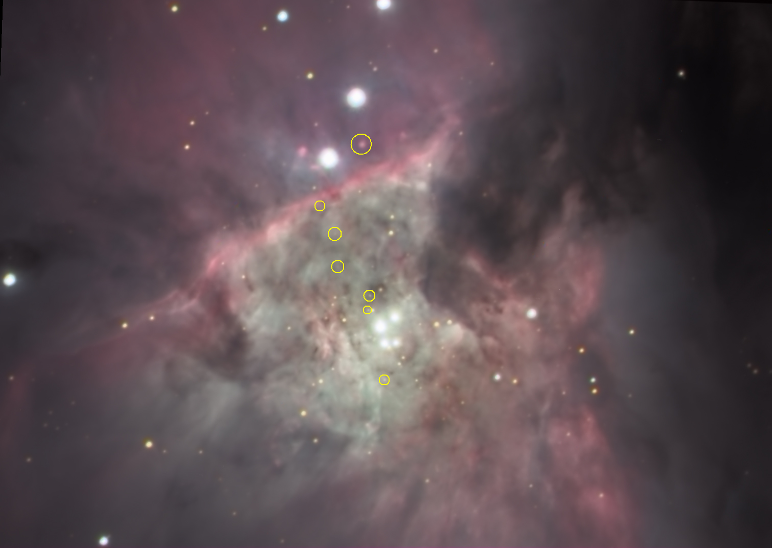 M 42 - center with Proplyds (marked)