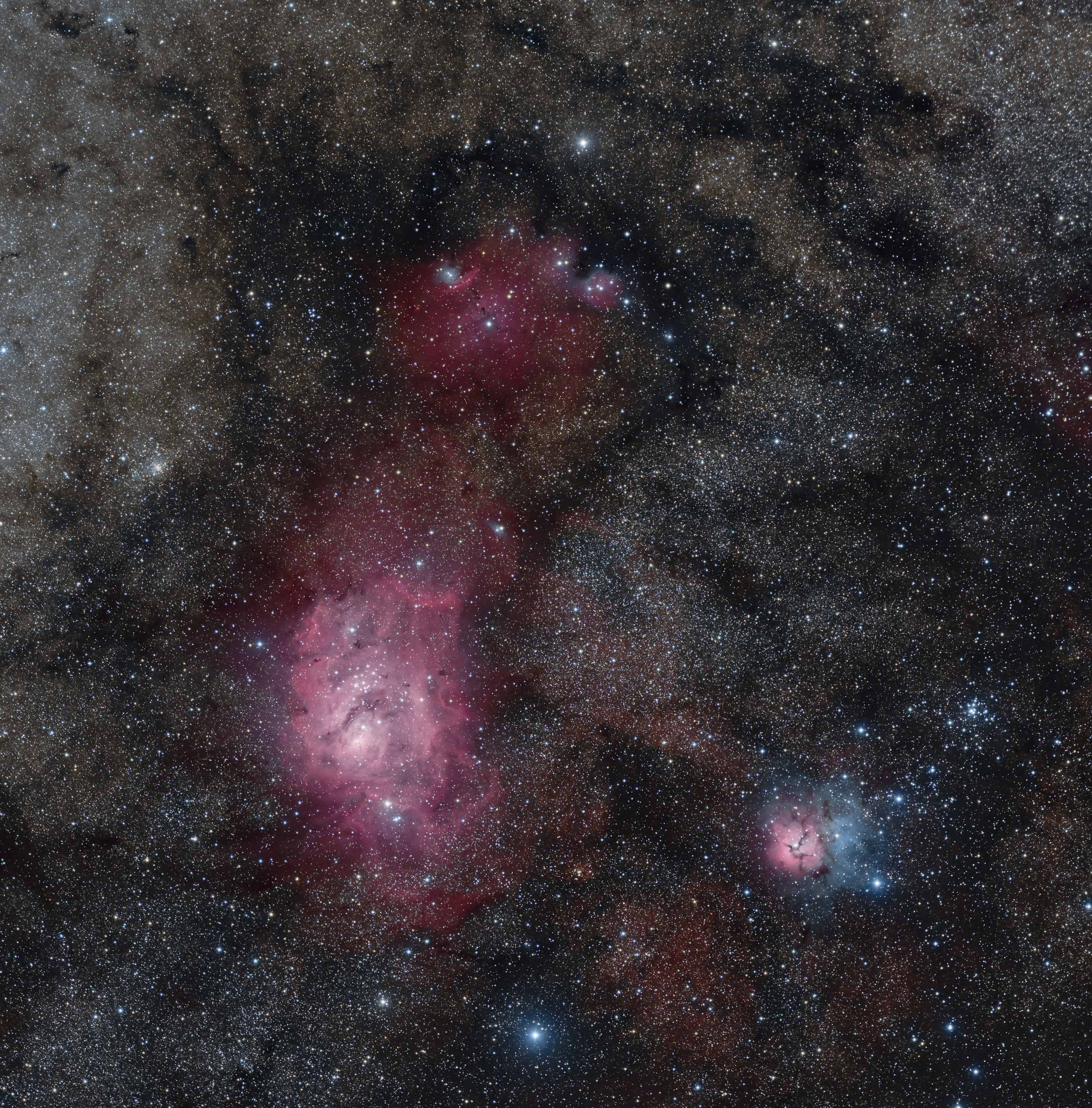 M 8, M 20 and Sh2-29 - HαRGB