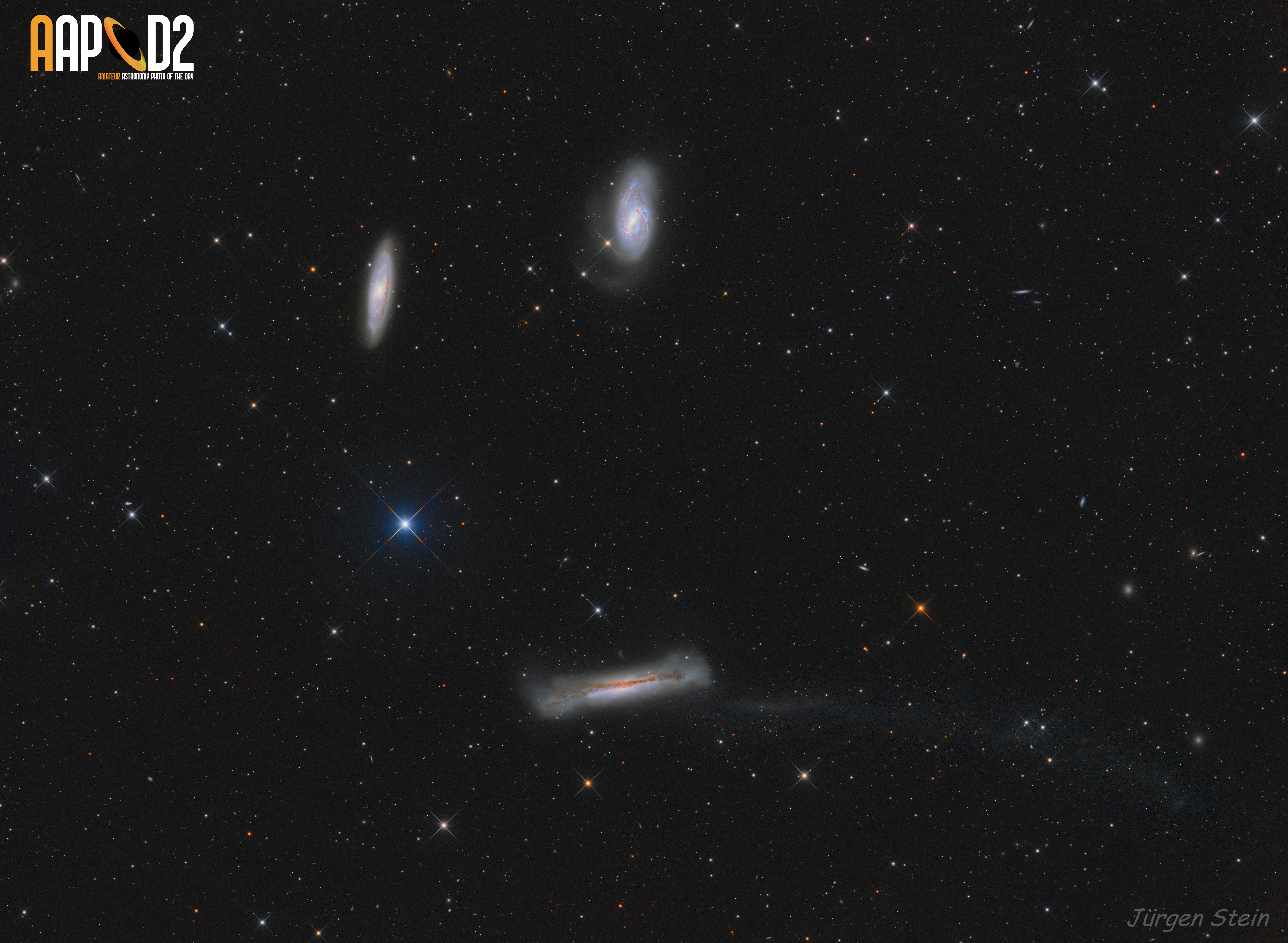 Leo Triplet with tidal tail